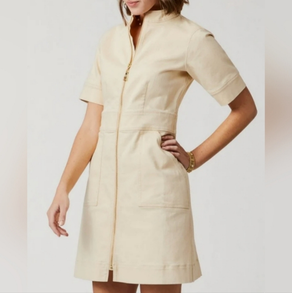 NWOT Spartina 449 Fitted Cream Mini Jean Dress